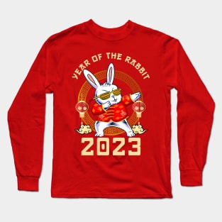 Dabbing Rabbit Year of the Rabbit 2023 Chinese New Year 2023 Long Sleeve T-Shirt